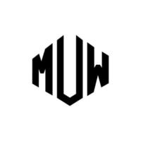 MUW letter logo design with polygon shape. MUW polygon and cube shape logo design. MUW hexagon vector logo template white and black colors. MUW monogram, business and real estate logo.