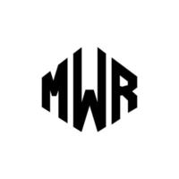 MWR letter logo design with polygon shape. MWR polygon and cube shape logo design. MWR hexagon vector logo template white and black colors. MWR monogram, business and real estate logo.