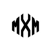diseño de logotipo de letra mxm con forma de polígono. Diseño de logotipo en forma de cubo y polígono mxm. mxm hexágono vector logo plantilla colores blanco y negro. monograma mxm, logotipo comercial e inmobiliario.
