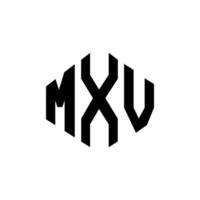 diseño de logotipo de letra mxv con forma de polígono. diseño de logotipo en forma de cubo y polígono mxv. mxv hexágono vector logo plantilla colores blanco y negro. monograma mxv, logotipo empresarial y inmobiliario.