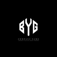 BYG letter logo design with polygon shape. BYG polygon and cube shape logo design. BYG hexagon vector logo template white and black colors. BYG monogram, business and real estate logo.