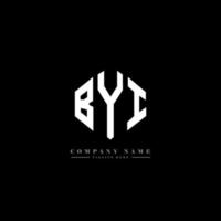 BYI letter logo design with polygon shape. BYI polygon and cube shape logo design. BYI hexagon vector logo template white and black colors. BYI monogram, business and real estate logo.