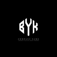 BYK letter logo design with polygon shape. BYK polygon and cube shape logo design. BYK hexagon vector logo template white and black colors. BYK monogram, business and real estate logo.