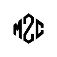 MZC letter logo design with polygon shape. MZC polygon and cube shape logo design. MZC hexagon vector logo template white and black colors. MZC monogram, business and real estate logo.