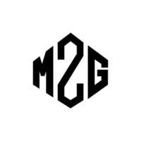 MZG letter logo design with polygon shape. MZG polygon and cube shape logo design. MZG hexagon vector logo template white and black colors. MZG monogram, business and real estate logo.