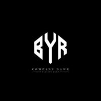 BYR letter logo design with polygon shape. BYR polygon and cube shape logo design. BYR hexagon vector logo template white and black colors. BYR monogram, business and real estate logo.