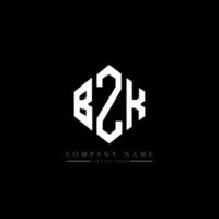 BZK letter logo design with polygon shape. BZK polygon and cube shape logo design. BZK hexagon vector logo template white and black colors. BZK monogram, business and real estate logo.