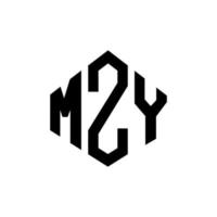 MZY letter logo design with polygon shape. MZY polygon and cube shape logo design. MZY hexagon vector logo template white and black colors. MZY monogram, business and real estate logo.