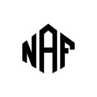 diseño de logotipo de letra naf con forma de polígono. diseño de logotipo en forma de cubo y polígono naf. plantilla de logotipo vectorial hexagonal naf colores blanco y negro. monograma naf, logotipo comercial e inmobiliario. vector