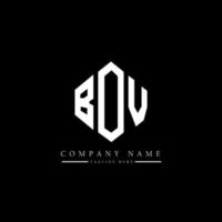 BOV letter logo design with polygon shape. BOV polygon and cube shape logo design. BOV hexagon vector logo template white and black colors. BOV monogram, business and real estate logo.