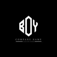 BOY letter logo design with polygon shape. BOY polygon and cube shape logo design. BOY hexagon vector logo template white and black colors. BOY monogram, business and real estate logo.