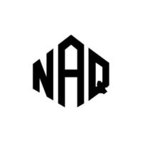 NAQ letter logo design with polygon shape. NAQ polygon and cube shape logo design. NAQ hexagon vector logo template white and black colors. NAQ monogram, business and real estate logo.