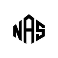 NAS letter logo design with polygon shape. NAS polygon and cube shape logo design. NAS hexagon vector logo template white and black colors. NAS monogram, business and real estate logo.