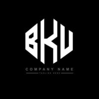 BKU letter logo design with polygon shape. BKU polygon and cube shape logo design. BKU hexagon vector logo template white and black colors. BKU monogram, business and real estate logo.