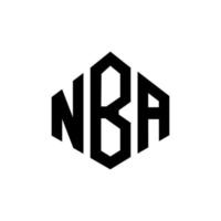 NBA letter logo design with polygon shape. NBA polygon and cube shape logo design. NBA hexagon vector logo template white and black colors. NBA monogram, business and real estate logo.