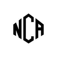 NCA letter logo design with polygon shape. NCA polygon and cube shape logo design. NCA hexagon vector logo template white and black colors. NCA monogram, business and real estate logo.