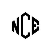 NCE letter logo design with polygon shape. NCE polygon and cube shape logo design. NCE hexagon vector logo template white and black colors. NCE monogram, business and real estate logo.