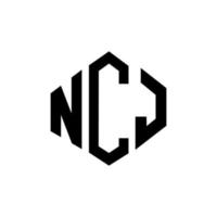 NCJ letter logo design with polygon shape. NCJ polygon and cube shape logo design. NCJ hexagon vector logo template white and black colors. NCJ monogram, business and real estate logo.