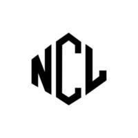 NCL letter logo design with polygon shape. NCL polygon and cube shape logo design. NCL hexagon vector logo template white and black colors. NCL monogram, business and real estate logo.