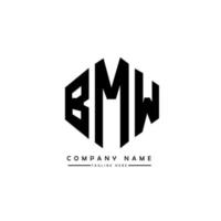 BMW letter logo design with polygon shape. BMW polygon and cube shape logo design. BMW hexagon vector logo template white and black colors. BMW monogram, business and real estate logo.