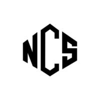 diseño de logotipo de letra ncs con forma de polígono. Diseño de logotipo en forma de cubo y polígono ncs. ncs hexágono vector logo plantilla colores blanco y negro. Monograma ncs, logotipo comercial e inmobiliario.