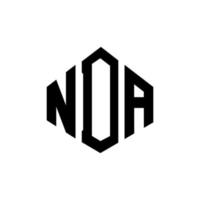 NDA letter logo design with polygon shape. NDA polygon and cube shape logo design. NDA hexagon vector logo template white and black colors. NDA monogram, business and real estate logo.