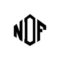 diseño de logotipo de letra ndf con forma de polígono. diseño de logotipo en forma de cubo y polígono ndf. Plantilla de logotipo vectorial hexagonal ndf colores blanco y negro. monograma ndf, logotipo comercial e inmobiliario. vector