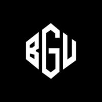 BGU letter logo design with polygon shape. BGU polygon and cube shape logo design. BGU hexagon vector logo template white and black colors. BGU monogram, business and real estate logo.