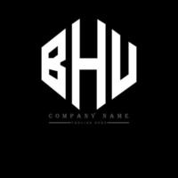 BHU letter logo design with polygon shape. BHU polygon and cube shape logo design. BHU hexagon vector logo template white and black colors. BHU monogram, business and real estate logo.