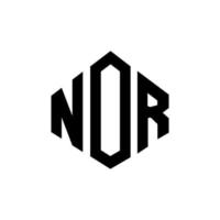 NOR letter logo design with polygon shape. NOR polygon and cube shape logo design. NOR hexagon vector logo template white and black colors. NOR monogram, business and real estate logo.