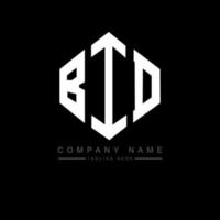 BID letter logo design with polygon shape. BID polygon and cube shape logo design. BID hexagon vector logo template white and black colors. BID monogram, business and real estate logo.