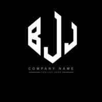 BJJ letter logo design with polygon shape. BJJ polygon and cube shape logo design. BJJ hexagon vector logo template white and black colors. BJJ monogram, business and real estate logo.