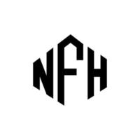 NFH letter logo design with polygon shape. NFH polygon and cube shape logo design. NFH hexagon vector logo template white and black colors. NFH monogram, business and real estate logo.