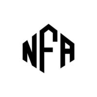 diseño de logotipo de letra nfa con forma de polígono. diseño de logotipo de forma de cubo y polígono nfa. Plantilla de logotipo de vector hexagonal nfa colores blanco y negro. Monograma nfa, logotipo comercial y inmobiliario.