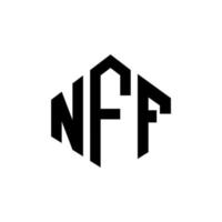 NFF letter logo design with polygon shape. NFF polygon and cube shape logo design. NFF hexagon vector logo template white and black colors. NFF monogram, business and real estate logo.