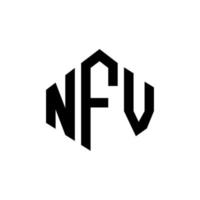 NFV letter logo design with polygon shape. NFV polygon and cube shape logo design. NFV hexagon vector logo template white and black colors. NFV monogram, business and real estate logo.