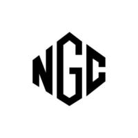 NGC letter logo design with polygon shape. NGC polygon and cube shape logo design. NGC hexagon vector logo template white and black colors. NGC monogram, business and real estate logo.