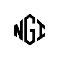 NGI letter logo design with polygon shape. NGI polygon and cube shape logo design. NGI hexagon vector logo template white and black colors. NGI monogram, business and real estate logo.