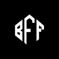 BFF letter logo design with polygon shape. BFF polygon and cube shape logo design. BFF hexagon vector logo template white and black colors. BFF monogram, business and real estate logo.