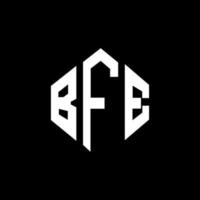 BFE letter logo design with polygon shape. BFE polygon and cube shape logo design. BFE hexagon vector logo template white and black colors. BFE monogram, business and real estate logo.