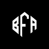 BFA letter logo design with polygon shape. BFA polygon and cube shape logo design. BFA hexagon vector logo template white and black colors. BFA monogram, business and real estate logo.