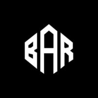 BAR letter logo design with polygon shape. BAR polygon and cube shape logo design. BAR hexagon vector logo template white and black colors. BAR monogram, business and real estate logo.