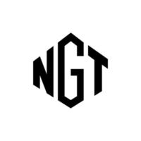 NGT letter logo design with polygon shape. NGT polygon and cube shape logo design. NGT hexagon vector logo template white and black colors. NGT monogram, business and real estate logo.
