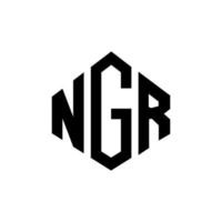 NGR letter logo design with polygon shape. NGR polygon and cube shape logo design. NGR hexagon vector logo template white and black colors. NGR monogram, business and real estate logo.