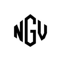 NGV letter logo design with polygon shape. NGV polygon and cube shape logo design. NGV hexagon vector logo template white and black colors. NGV monogram, business and real estate logo.