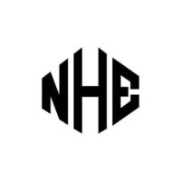 NHE letter logo design with polygon shape. NHE polygon and cube shape logo design. NHE hexagon vector logo template white and black colors. NHE monogram, business and real estate logo.