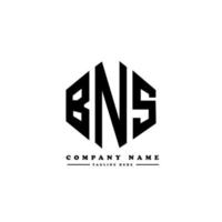 diseño de logotipo de letra bns con forma de polígono. bns polígono y diseño de logotipo en forma de cubo. bns hexágono vector logo plantilla colores blanco y negro. Monograma bns, logotipo comercial y inmobiliario.