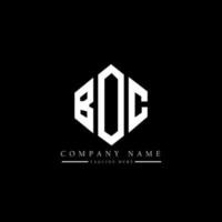 BOC letter logo design with polygon shape. BOC polygon and cube shape logo design. BOC hexagon vector logo template white and black colors. BOC monogram, business and real estate logo.