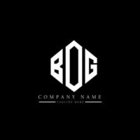 BOG letter logo design with polygon shape. BOG polygon and cube shape logo design. BOG hexagon vector logo template white and black colors. BOG monogram, business and real estate logo.