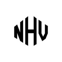 diseño de logotipo de letra nhv con forma de polígono. diseño de logotipo en forma de cubo y polígono nhv. nhv hexágono vector logo plantilla colores blanco y negro. monograma nhv, logotipo comercial y inmobiliario.